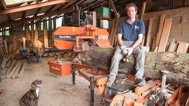 Henry Brown with his LT20 mobile sawmill at Grange Farm
